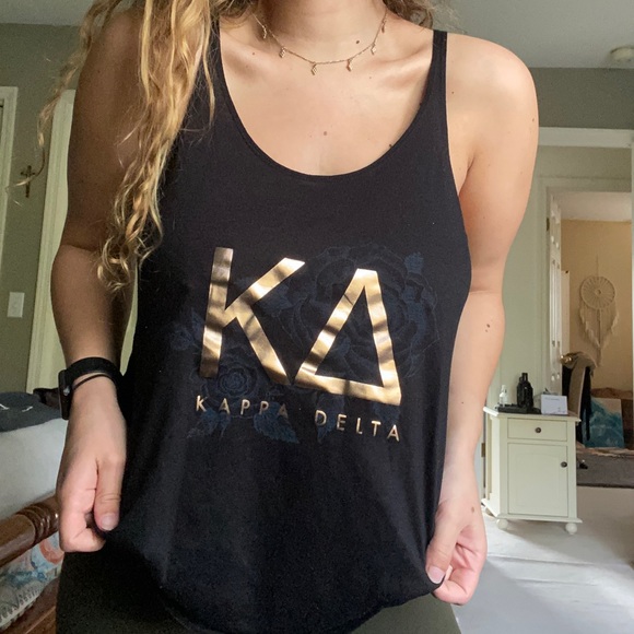 Tops - Kappa delta black rose tank
